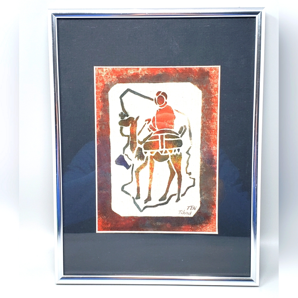 Framed Painted Fabric Artwork